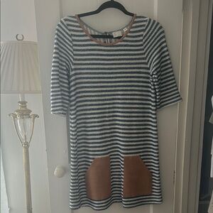 Anthropologie Striped Dress with Brown Accents